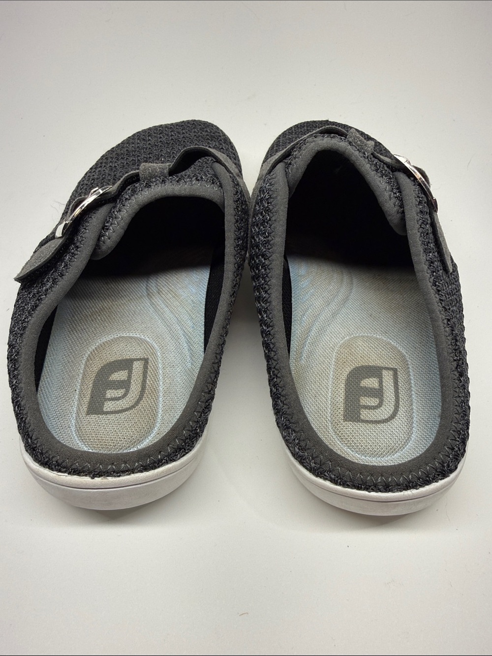 FootJoy Womens Dark Gray Knit Slip-On Mules Buckle Strap Shoes Size 9.5 - Picture 4 of 5